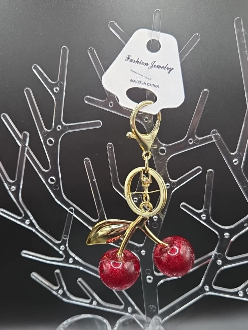 New Deep Red Cherry Bag Charm NWT